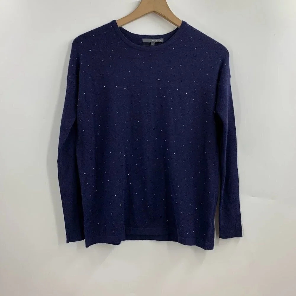 Matty M Women's Embellished Long Sleeves Crewneck Tight Knit Sweater Size XS NWT